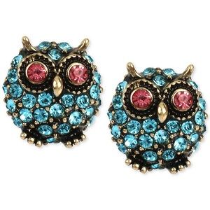 Betsey Johnson Pavé Owl Stud Earrings